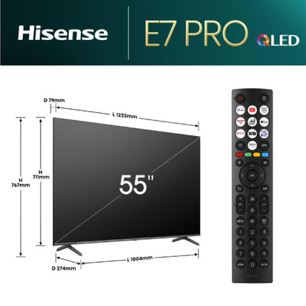 Hisense 65 Inch 144Hz QLED E7NQT PRO 4K Ultra HD Smart TV 65E7NQT PRO