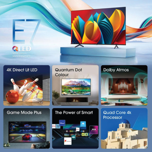 Hisense 75 Inch E7N Quantum Dot Color VIDAA QLED Smart TV 75E7NQT