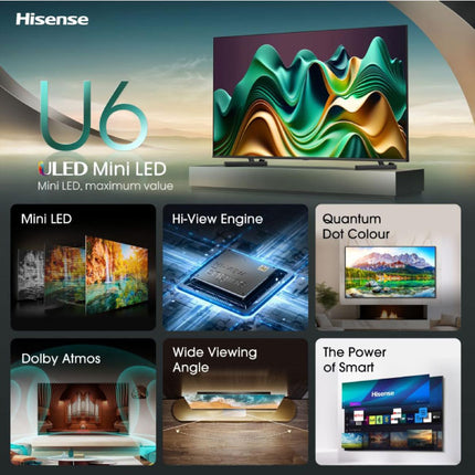 Hisense 50 Inch U6N ULED MiniLED Smart 4K TV 50U6NQTUK