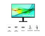 Samsung 27 Inch Monitor 100Hz ViewFinity S60UD, USB-C, QHD Monitor LS27D604