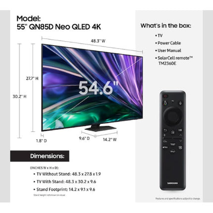 Samsung 55 Inch Class Neo QLED 120Hz 4K Smart TV 55QN85D