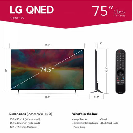 LG 75 Inch QNED75 4K HDR WebOS Smart TV 75QNED75