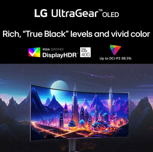 LG 45 Inch UltraGear™ OLED WQHD 1440P 240Hz 0.03ms Curved Gaming Monitor 45GS96QB-B