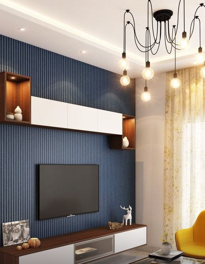 Living room with a wall-mounted TV